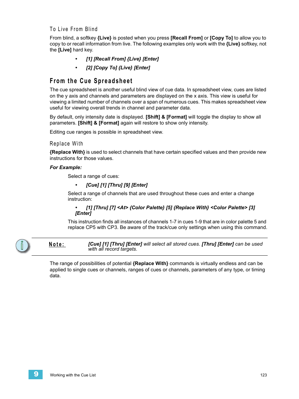 From the cue spreadsheet | ETC Element v2.1.0 User Manual | Page 135 / 318