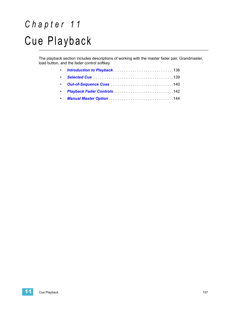 Cue playback, C h a p t e r 1 1 | ETC Element v2.1.0 User Manual | Page 149 / 318