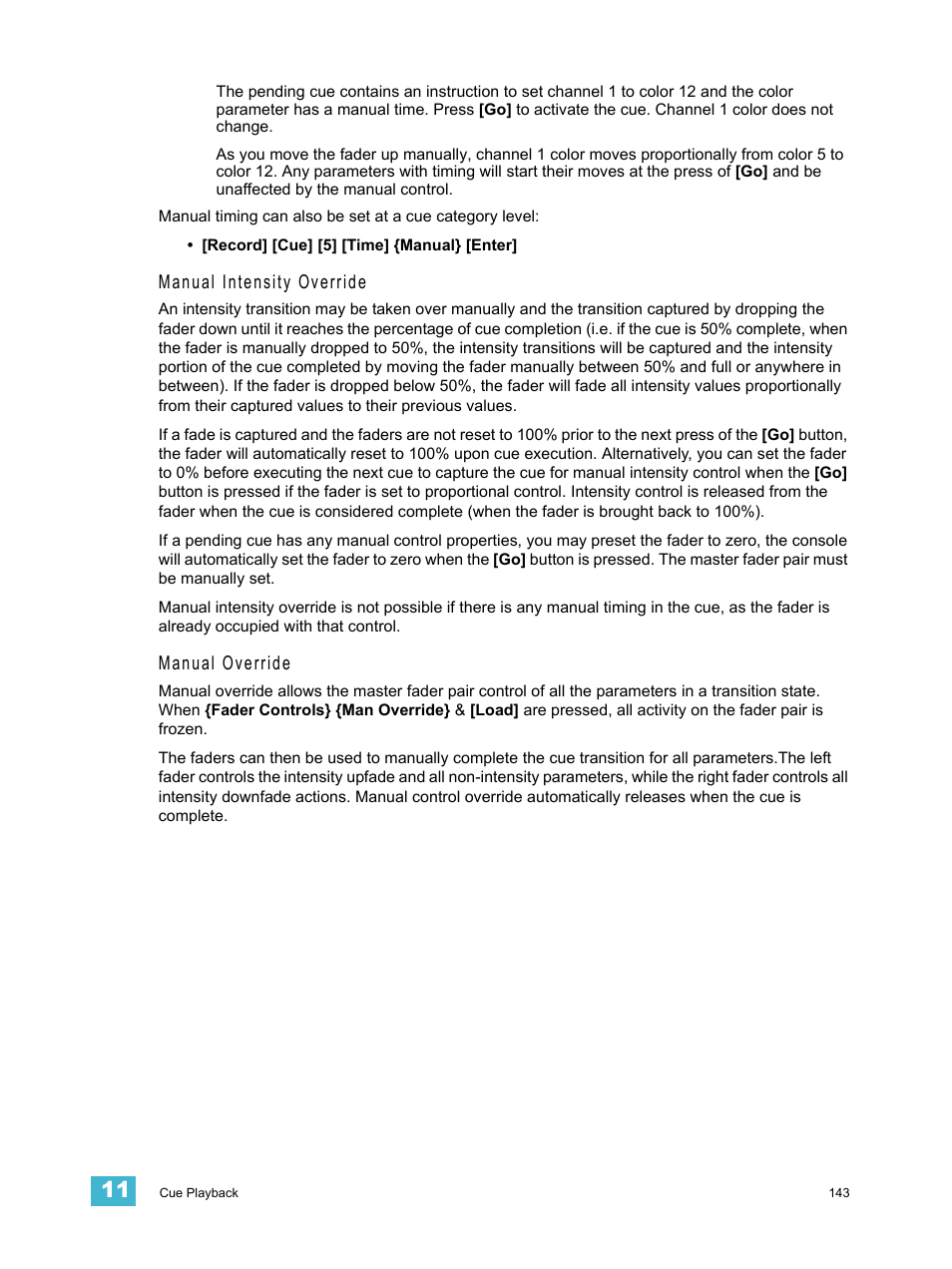 Manual intensity override, Manual override | ETC Element v2.1.0 User Manual | Page 155 / 318