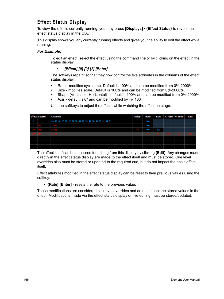 Effect status display | ETC Element v2.1.0 User Manual | Page 178 / 318