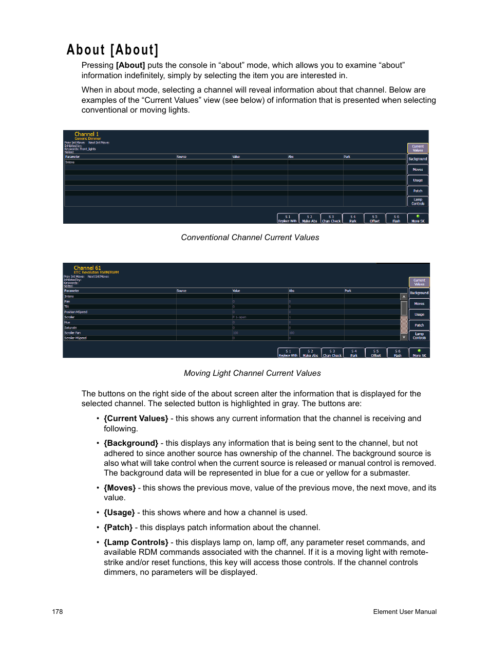 About [about | ETC Element v2.1.0 User Manual | Page 190 / 318