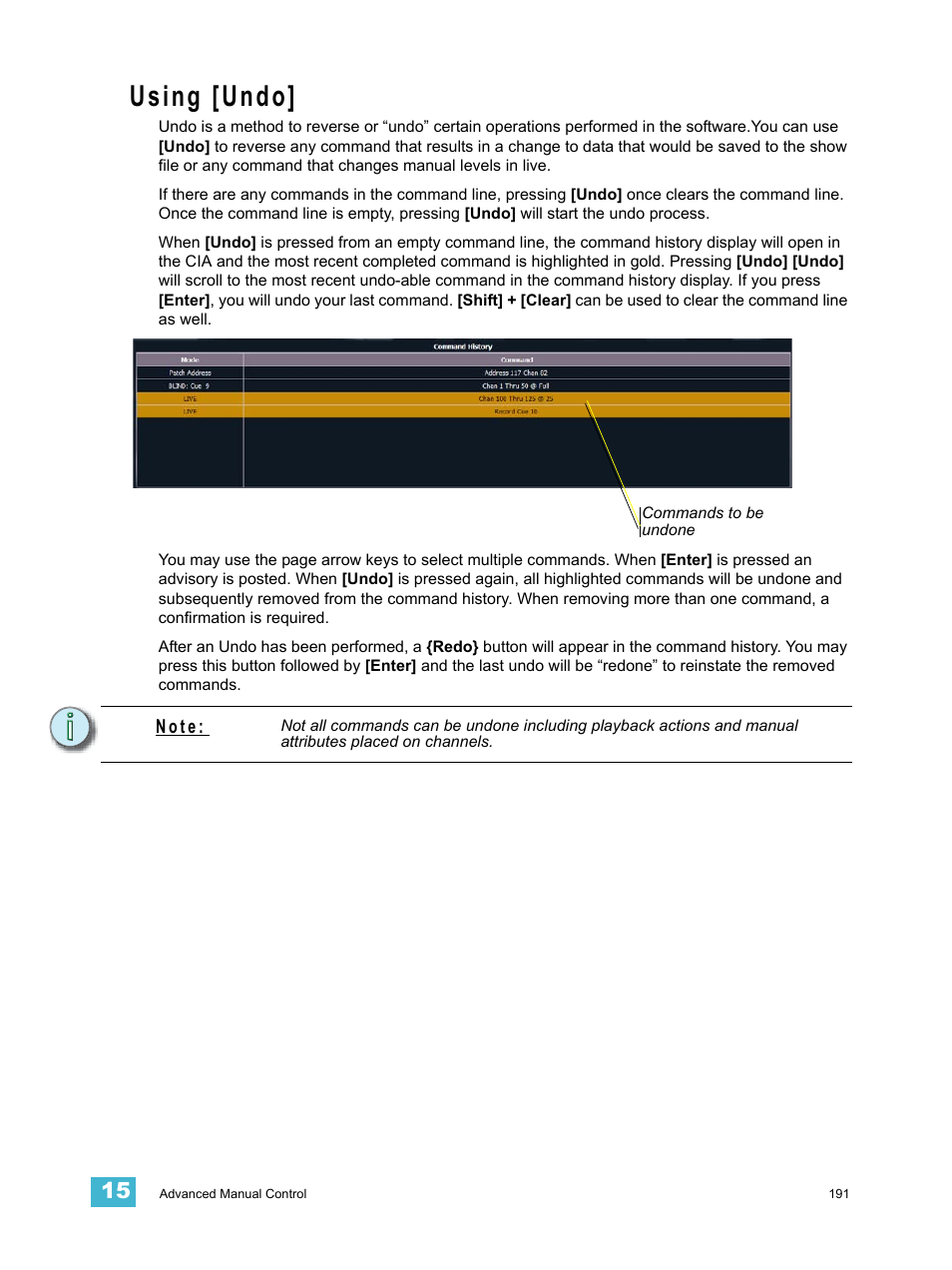 Using [undo | ETC Element v2.1.0 User Manual | Page 203 / 318