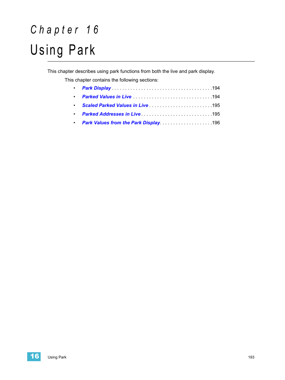 Using park, C h a p t e r 1 6 | ETC Element v2.1.0 User Manual | Page 205 / 318