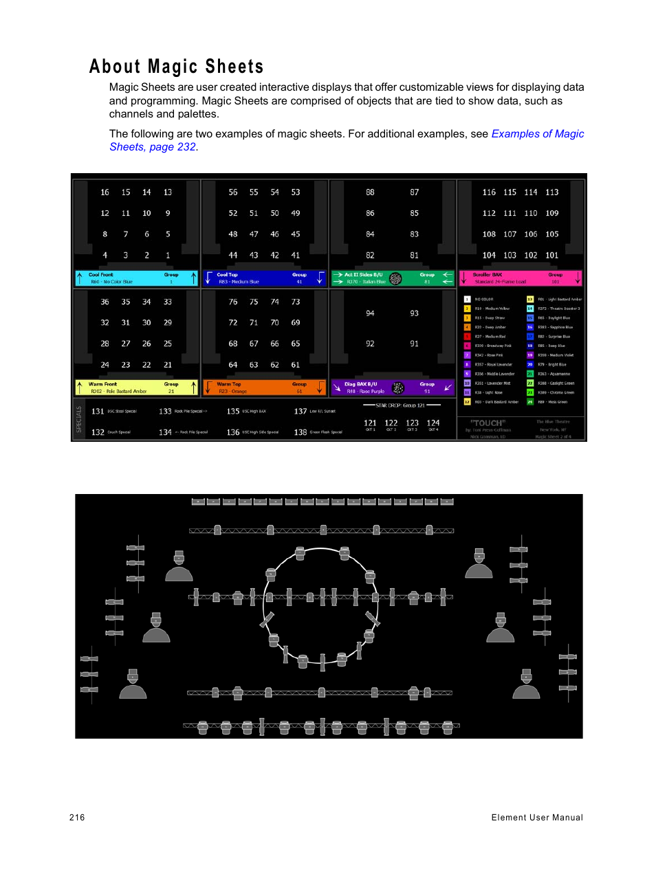 About magic sheets | ETC Element v2.1.0 User Manual | Page 228 / 318