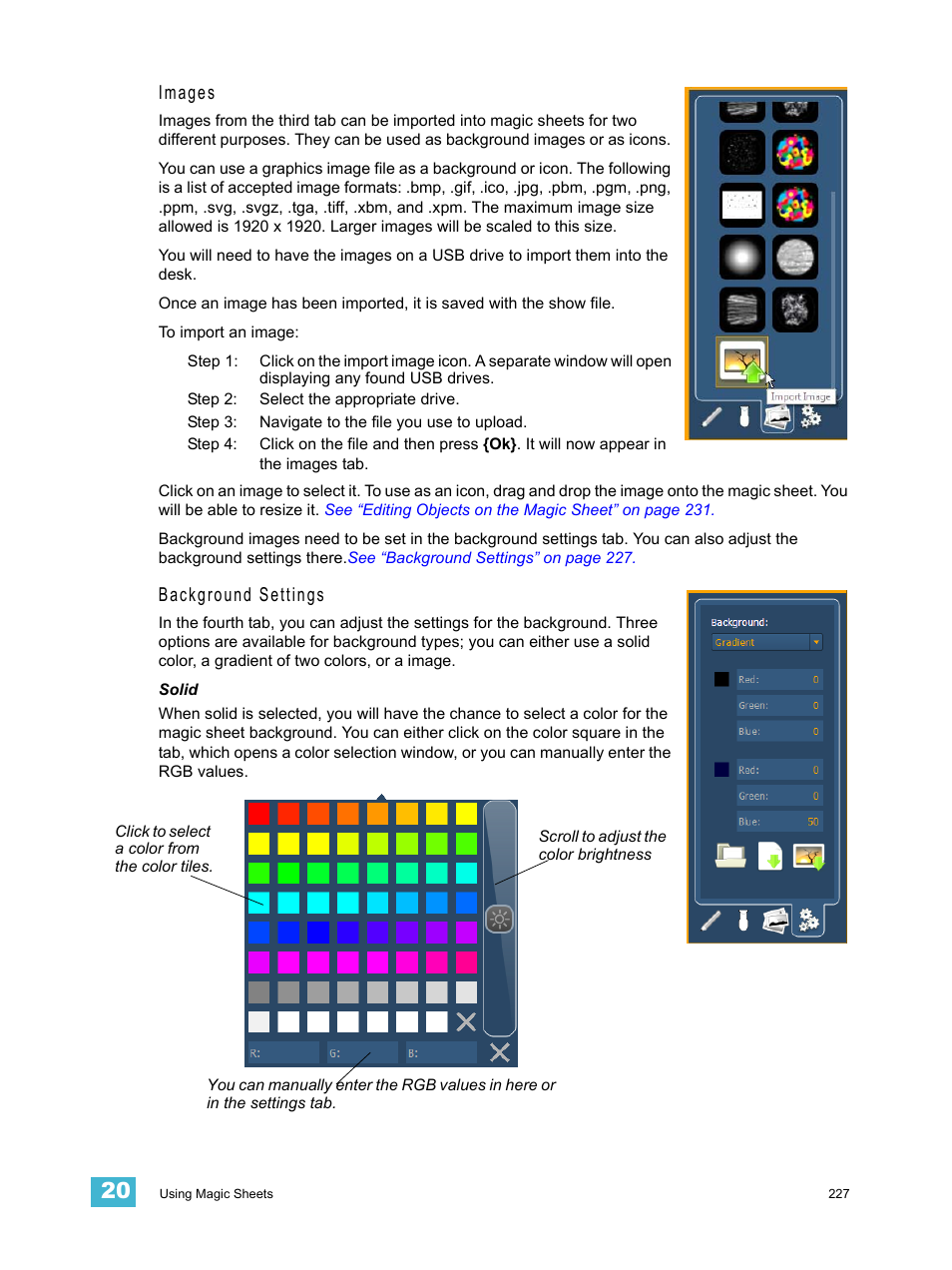 Images, Background settings | ETC Element v2.1.0 User Manual | Page 239 / 318