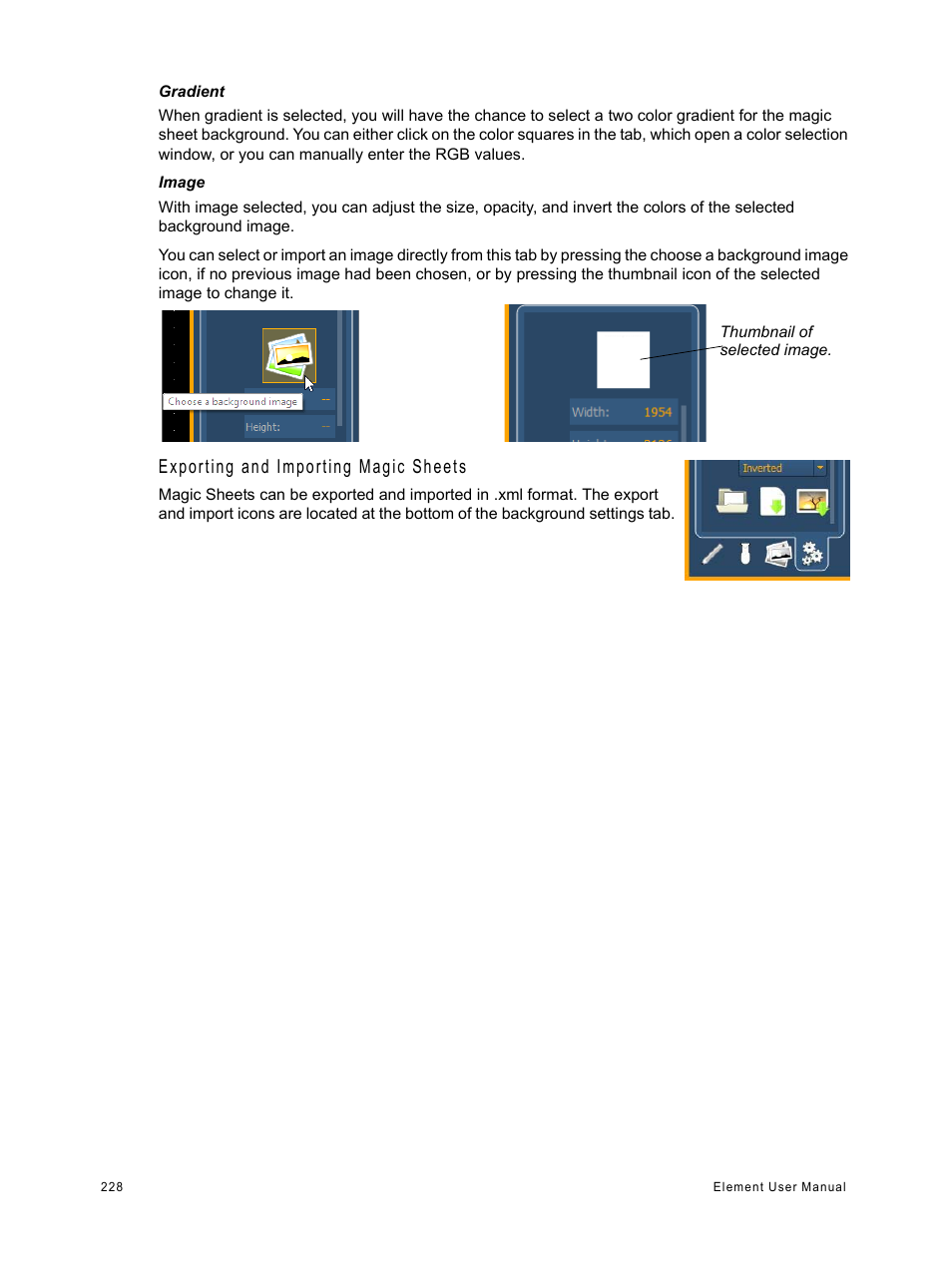 Exporting and importing magic sheets | ETC Element v2.1.0 User Manual | Page 240 / 318