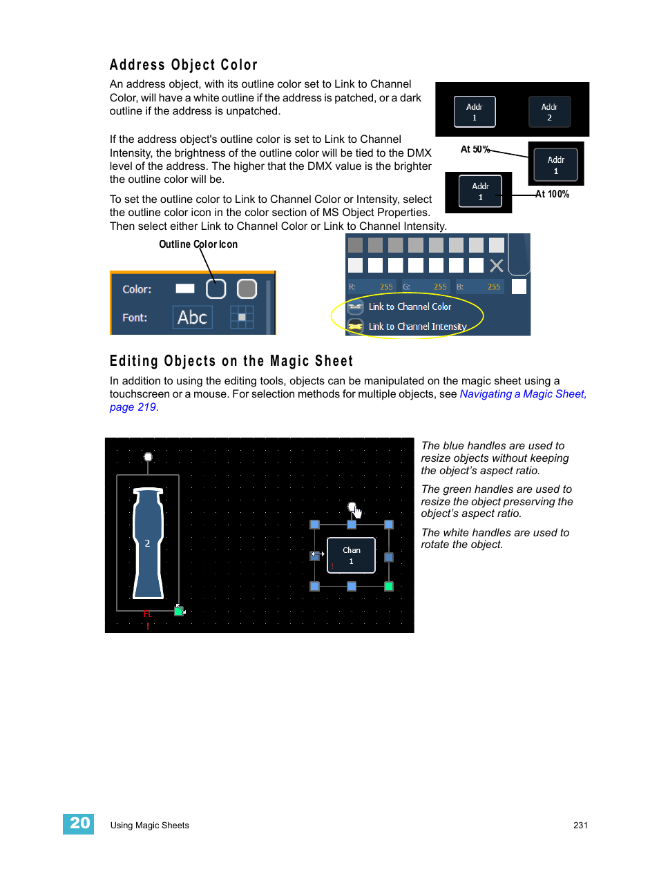 Address object color, Editing objects on the magic sheet | ETC Element v2.1.0 User Manual | Page 243 / 318