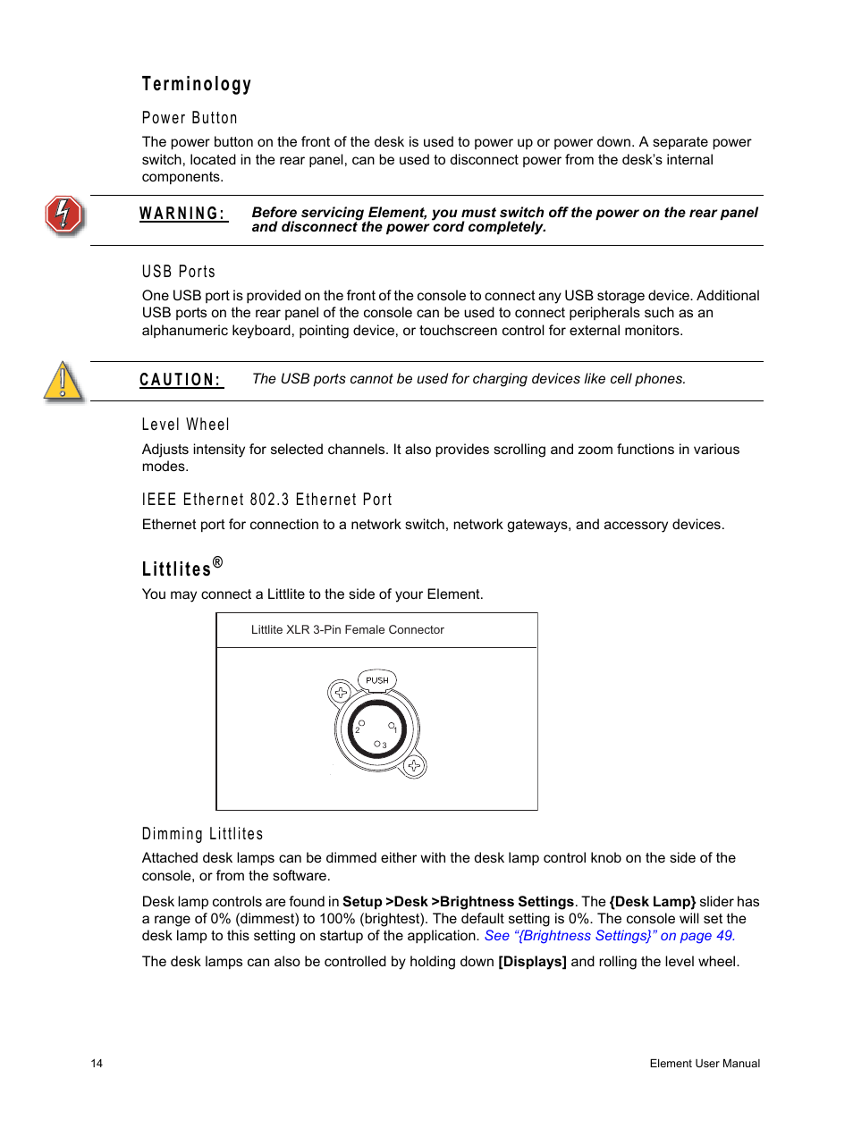 Terminology, Littlites, Terminology littlites | ETC Element v2.1.0 User Manual | Page 26 / 318