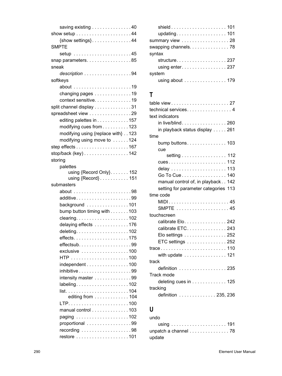 ETC Element v2.1.0 User Manual | Page 302 / 318