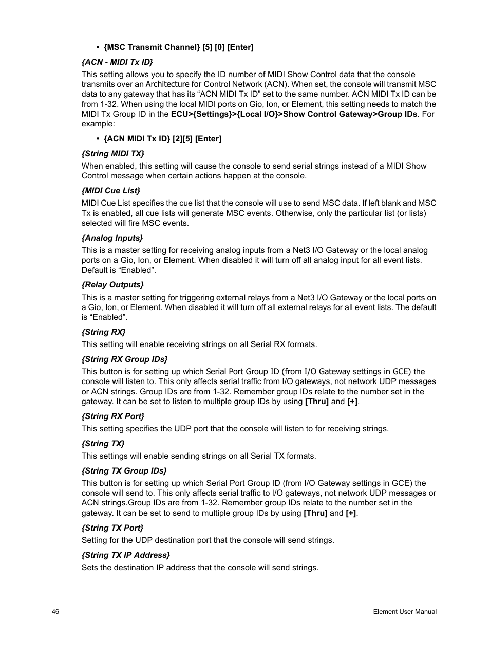 ETC Element v2.1.0 User Manual | Page 58 / 318