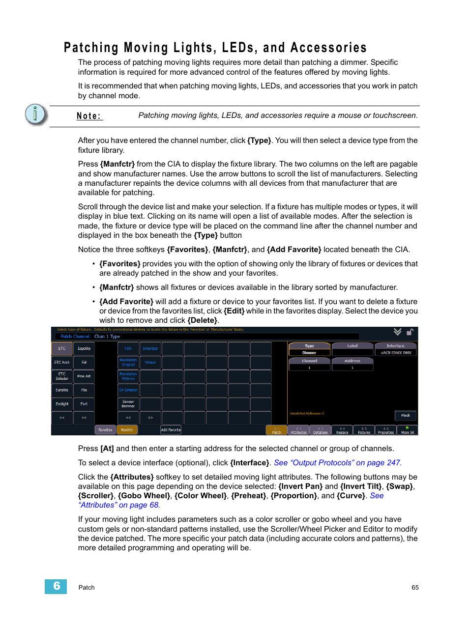 Patching moving lights, leds, and accessories, Patching moving lights, leds, and | ETC Element v2.1.0 User Manual | Page 77 / 318