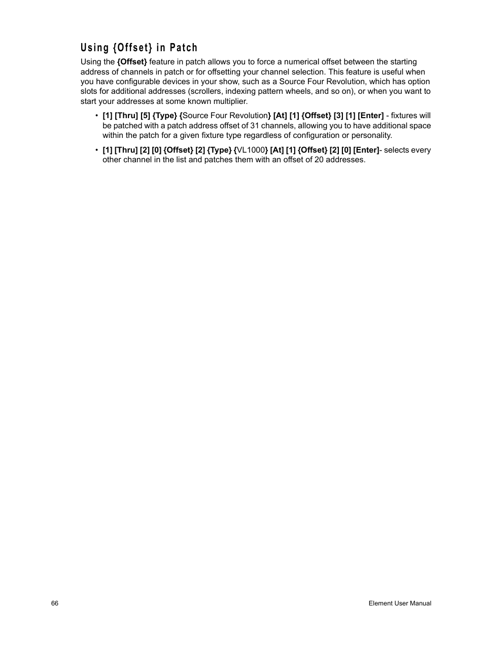 Using {offset} in patch | ETC Element v2.1.0 User Manual | Page 78 / 318