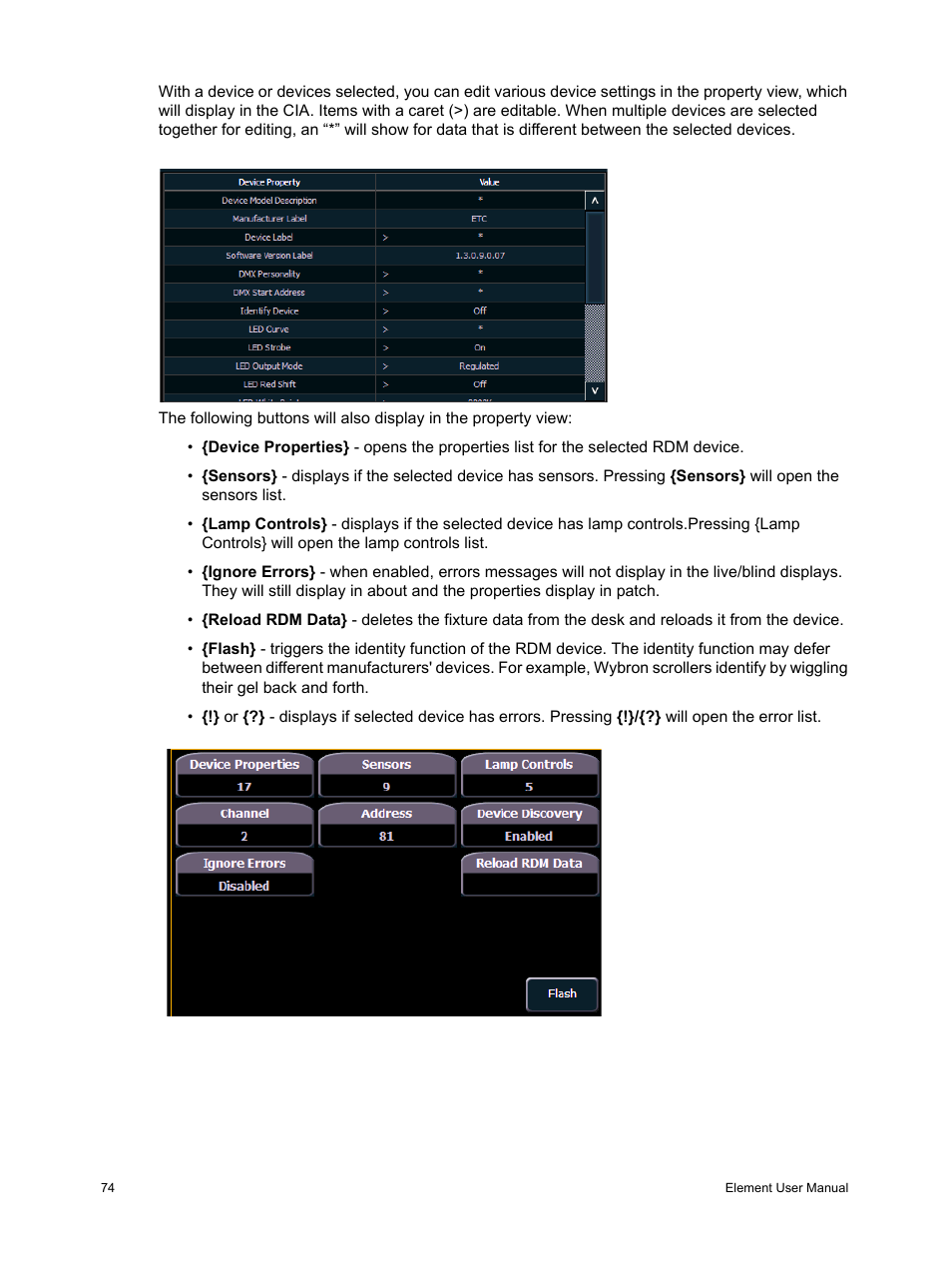 ETC Element v2.1.0 User Manual | Page 86 / 318