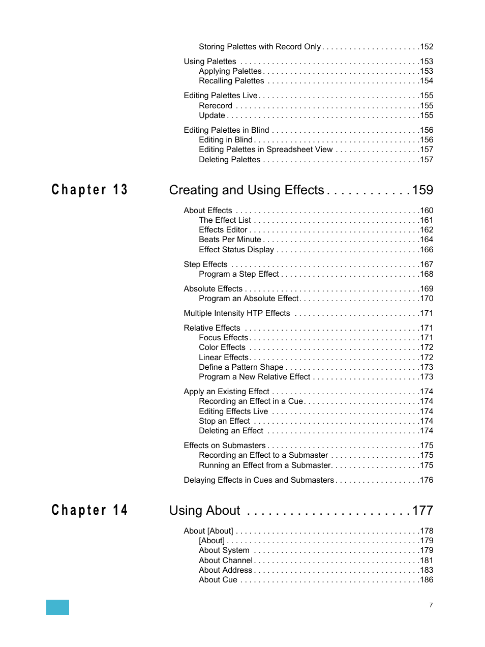 Creating and using effects, Using about | ETC Element v2.1.0 User Manual | Page 9 / 318