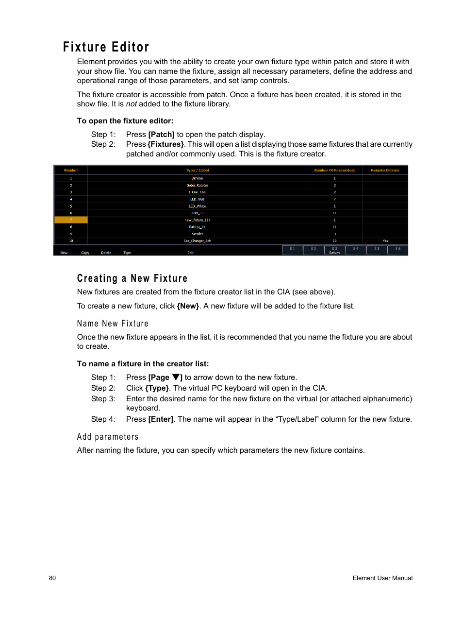 Fixture editor, Creating a new fixture | ETC Element v2.1.0 User Manual | Page 92 / 318