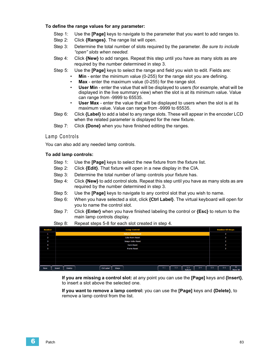 Lamp controls | ETC Element v2.1.0 User Manual | Page 95 / 318