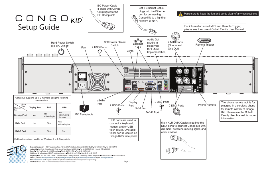 ETC Congo Kid Setup Guide User Manual | 1 page