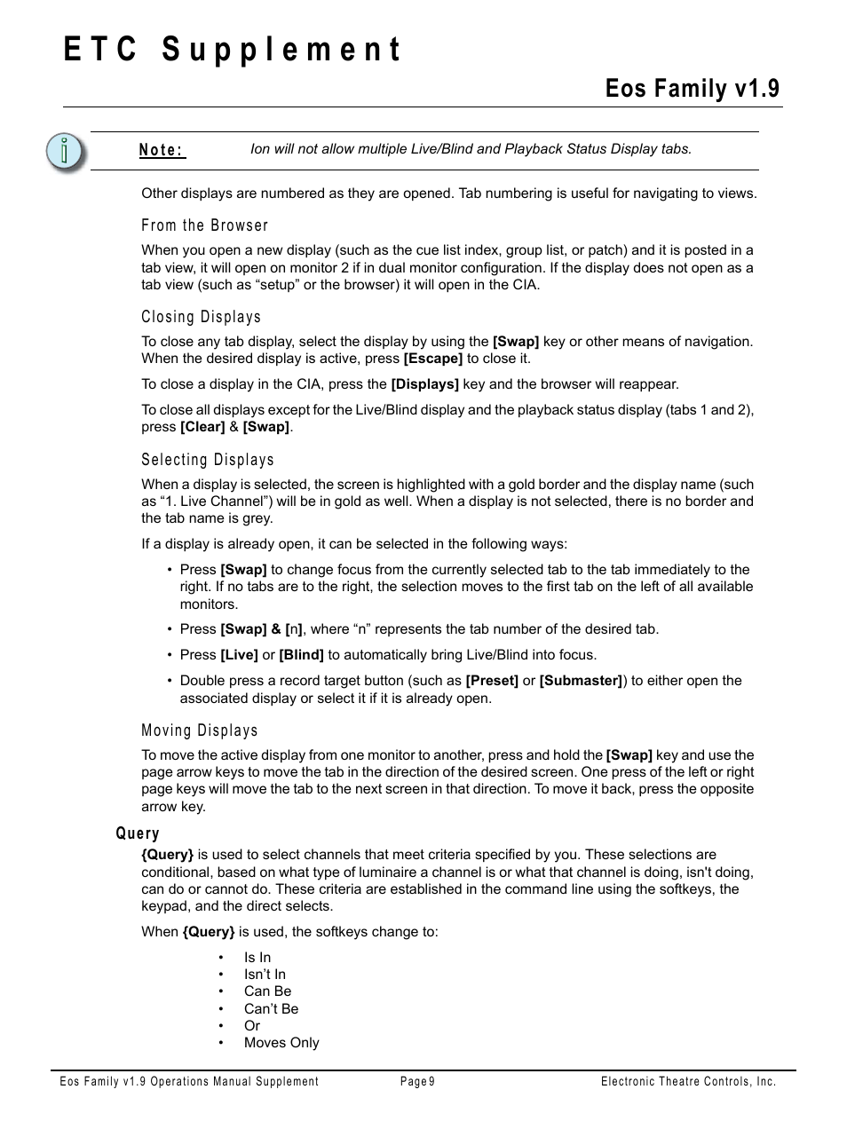 Query, Eos family v1.9 | ETC Eos Family v1.9.0 User Manual | Page 9 / 16