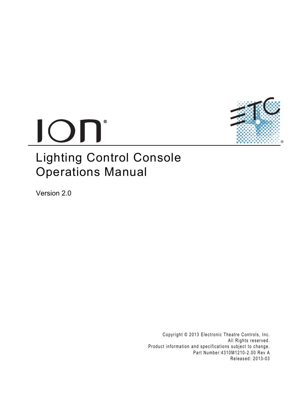 ETC Ion User Manual | 440 pages