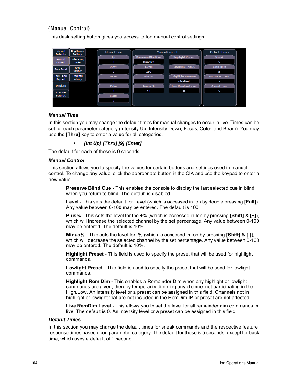 Manual control | ETC Ion User Manual | Page 120 / 440