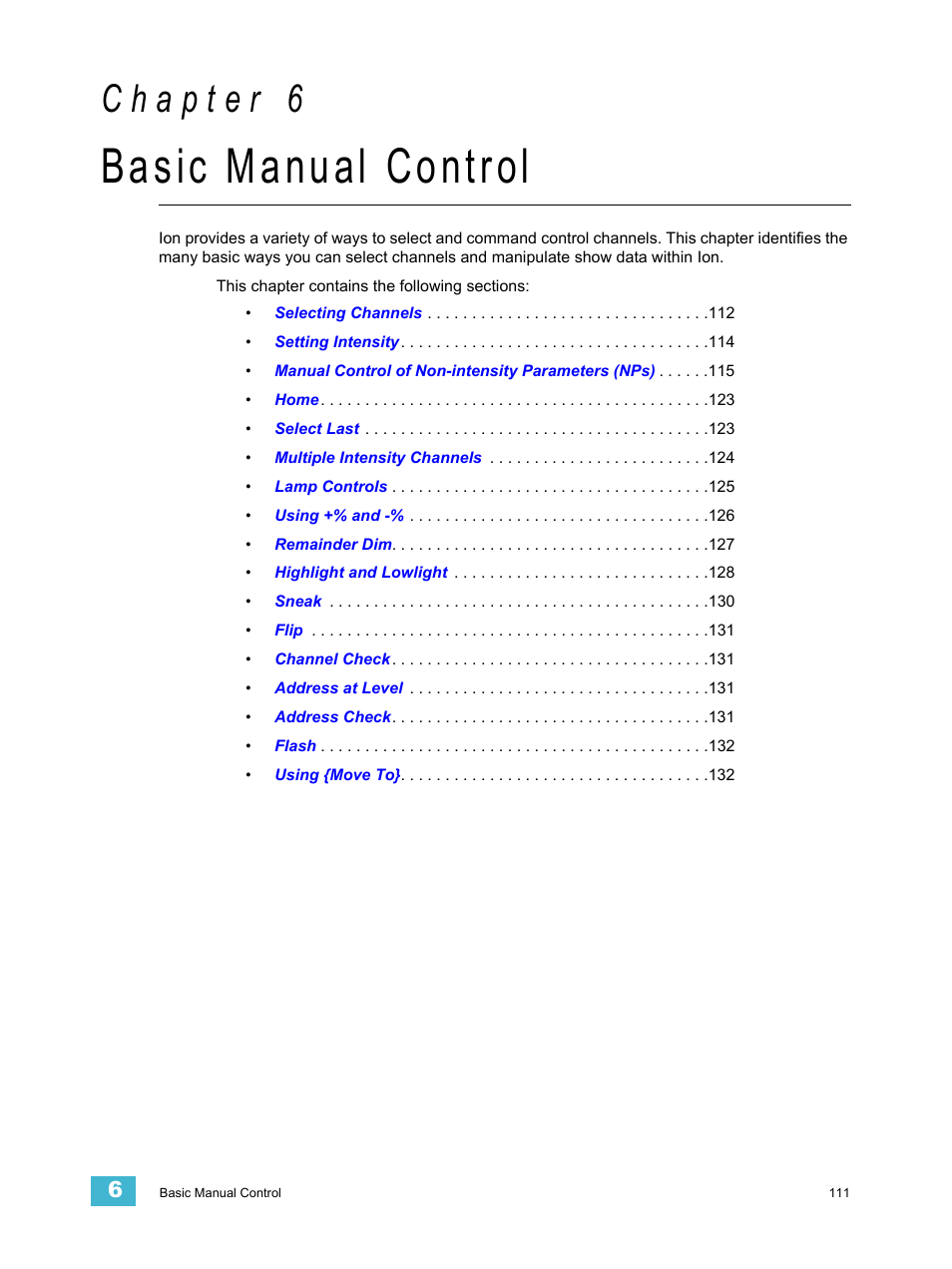 Basic manual control, C h a p t e r 6 | ETC Ion User Manual | Page 127 / 440