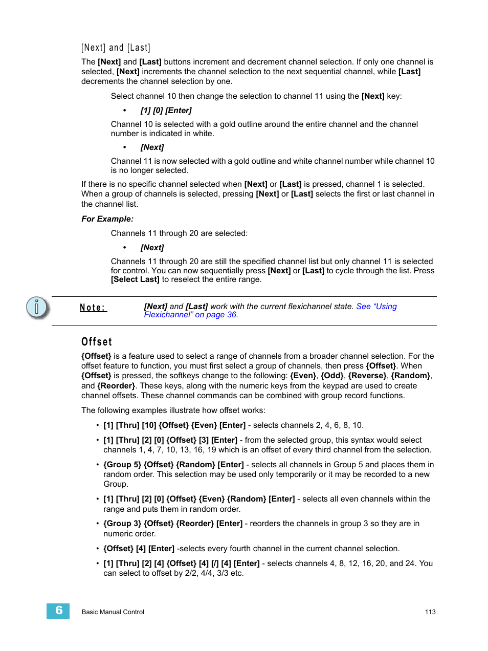 Offset, Next] and [last, N o t e | ETC Ion User Manual | Page 129 / 440