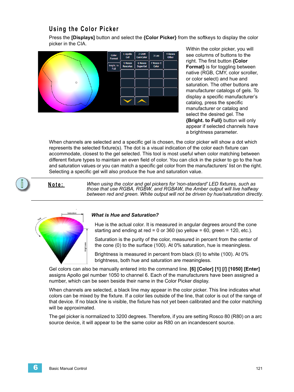 Using the color picker, N o t e | ETC Ion User Manual | Page 137 / 440