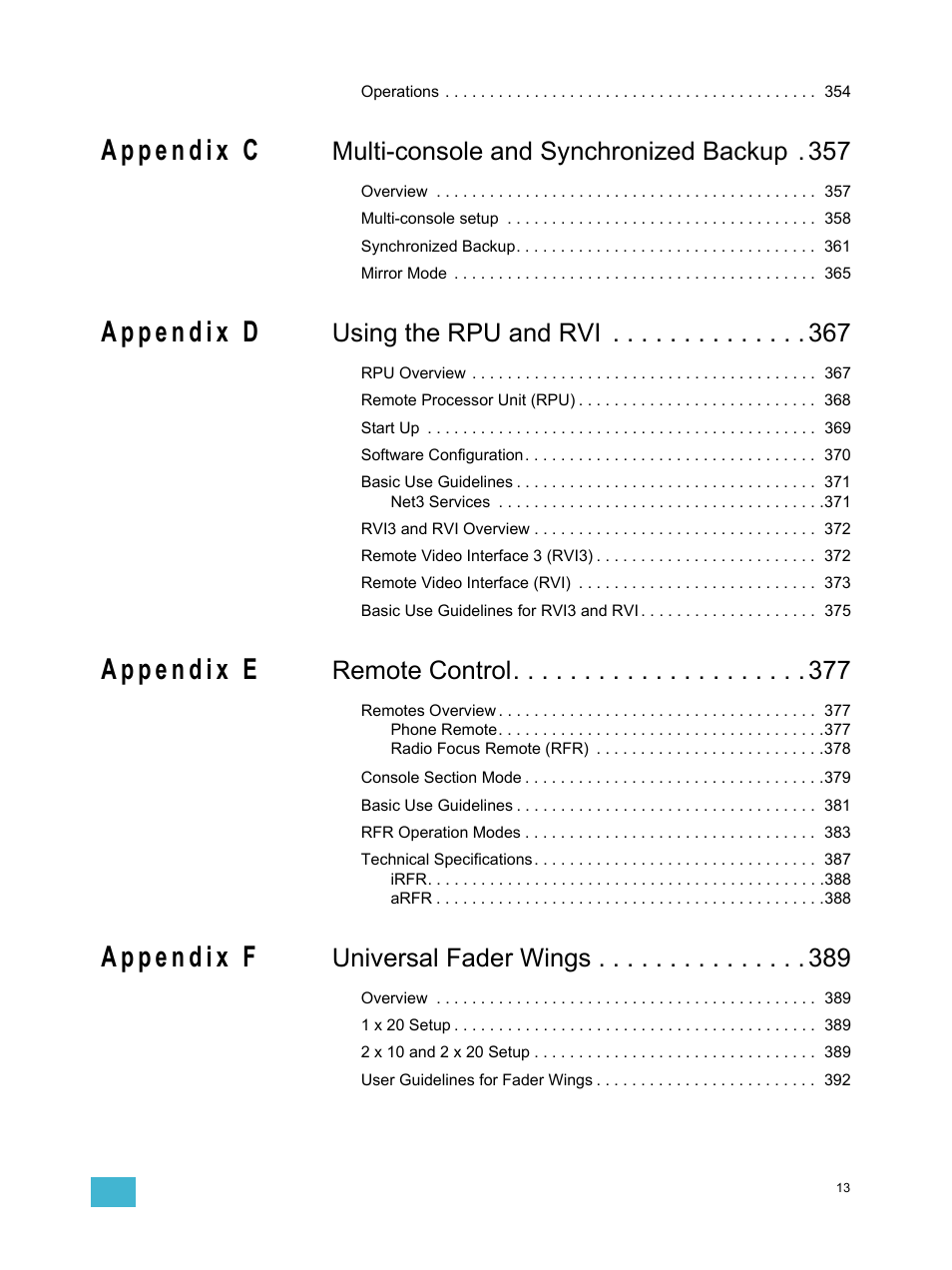 Multi-console and synchronized backup . 357, Using the rpu and rvi, Remote control | Universal fader wings | ETC Ion User Manual | Page 15 / 440
