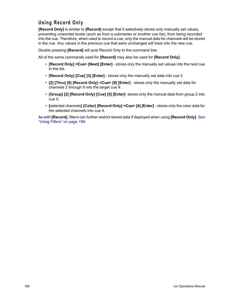 Using record only | ETC Ion User Manual | Page 182 / 440