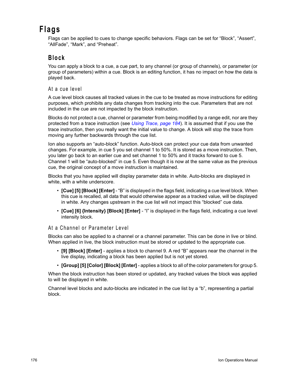Flags, Block | ETC Ion User Manual | Page 192 / 440