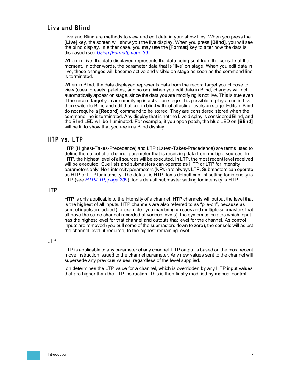 Live and blind, Htp vs. ltp, Live and blind htp vs. ltp | ETC Ion User Manual | Page 23 / 440