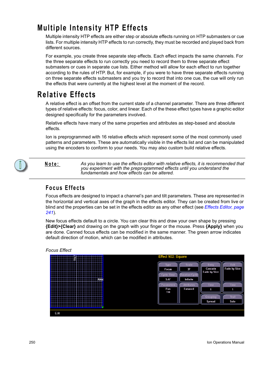 Multiple intensity htp effects, Relative effects, Focus effects | ETC Ion User Manual | Page 266 / 440