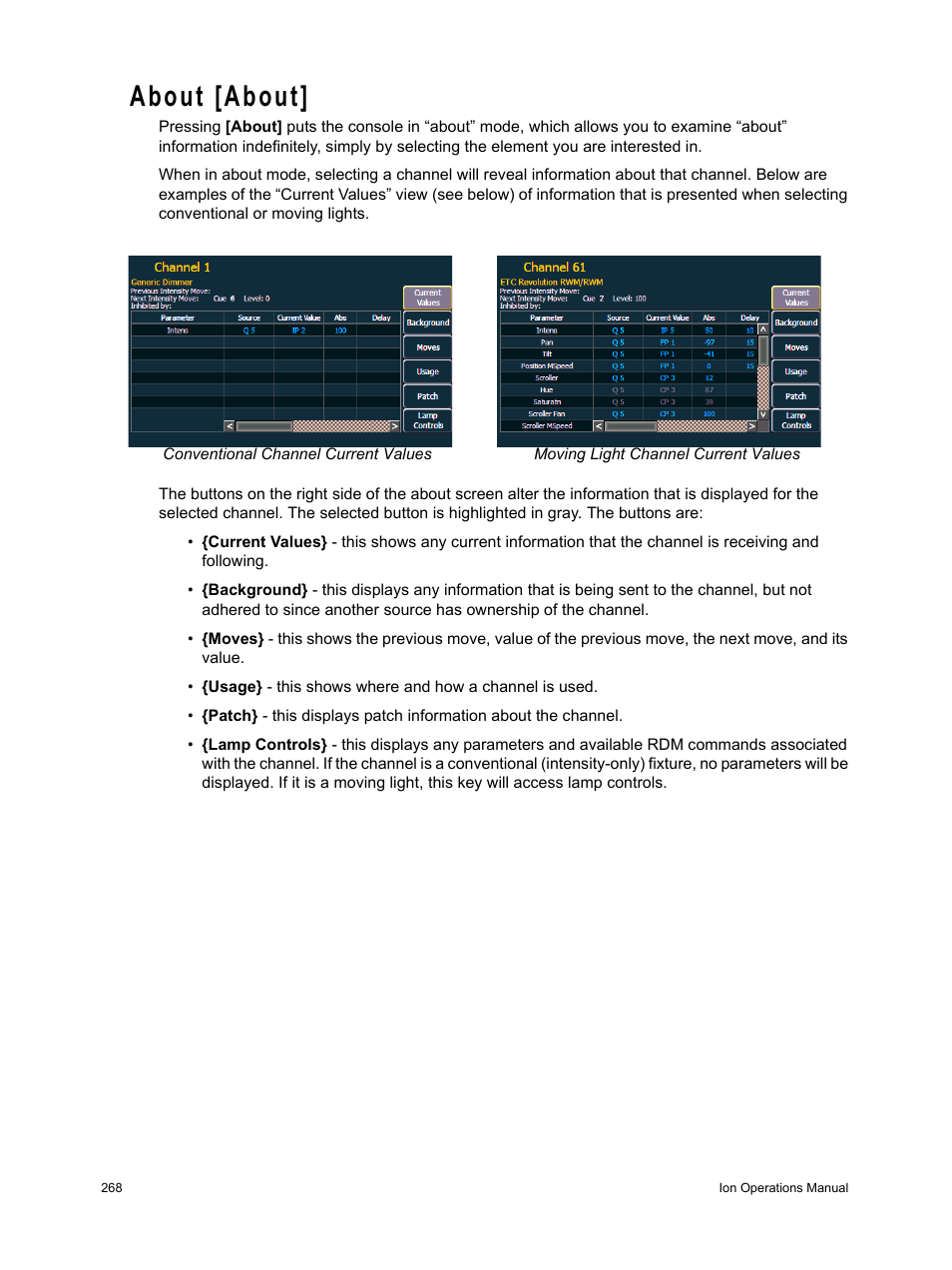 About [about | ETC Ion User Manual | Page 284 / 440