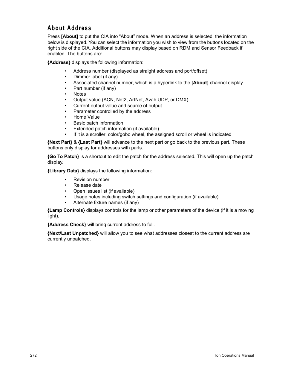 About address | ETC Ion User Manual | Page 288 / 440