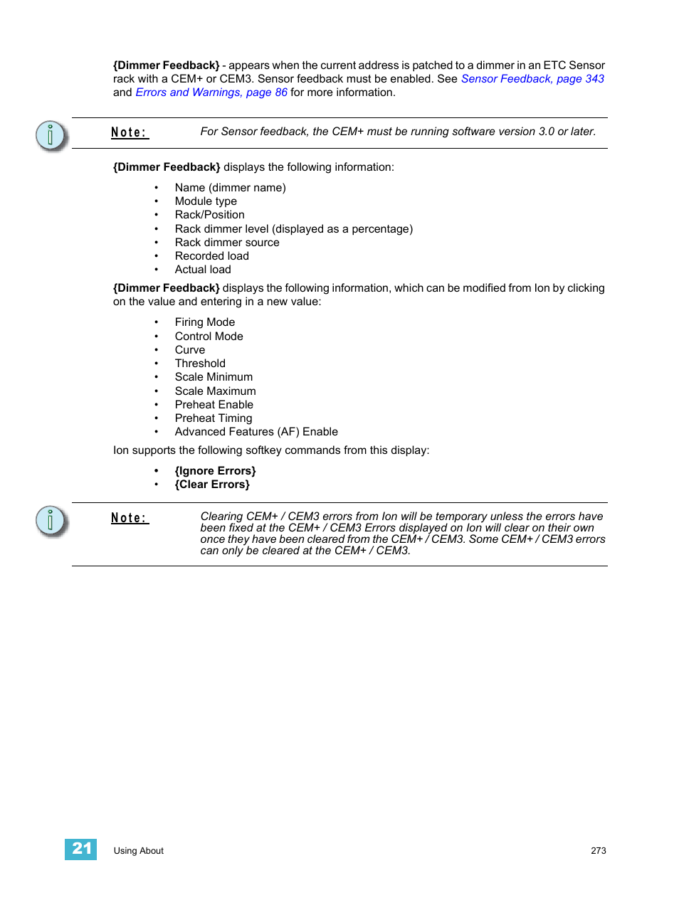 N o t e | ETC Ion User Manual | Page 289 / 440