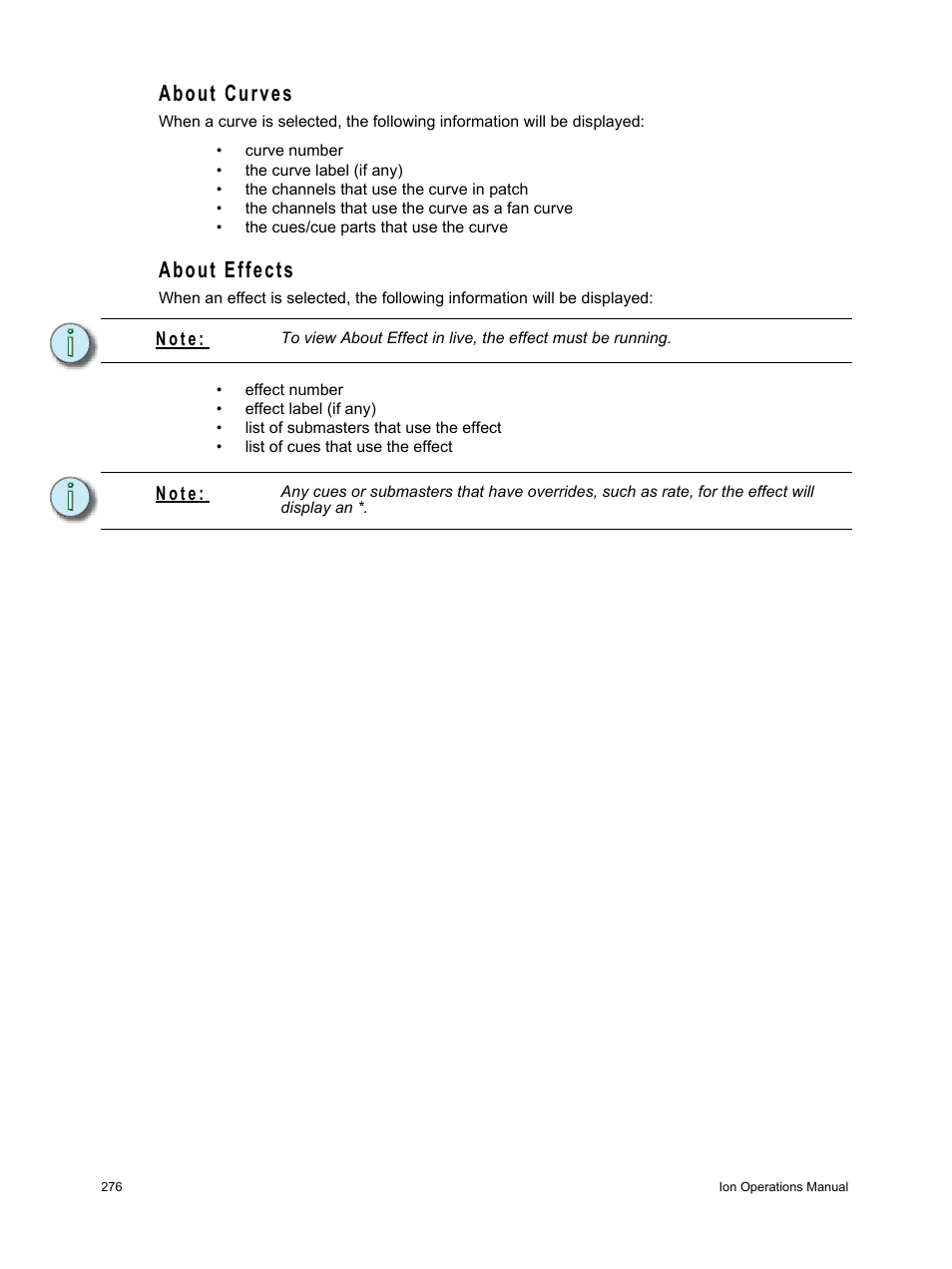 About curves, About effects, About curves about effects | ETC Ion User Manual | Page 292 / 440