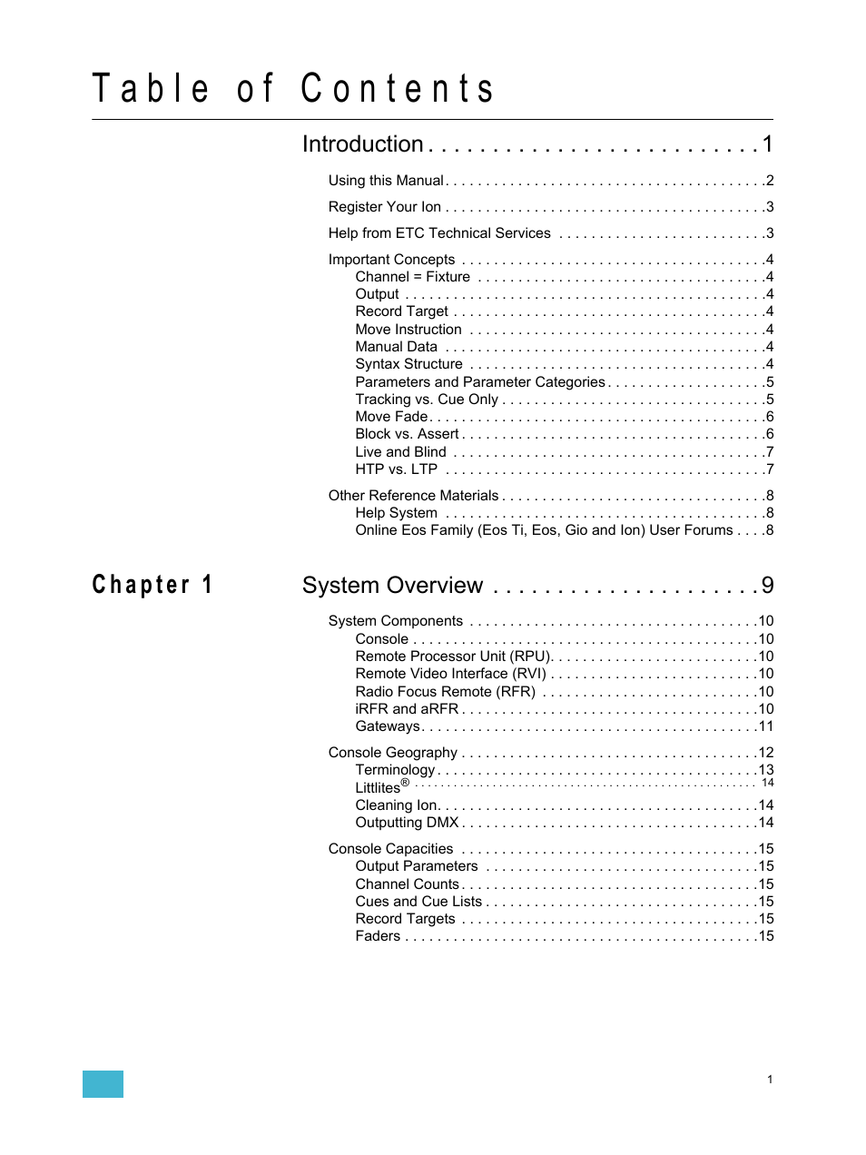Introduction, System overview | ETC Ion User Manual | Page 3 / 440