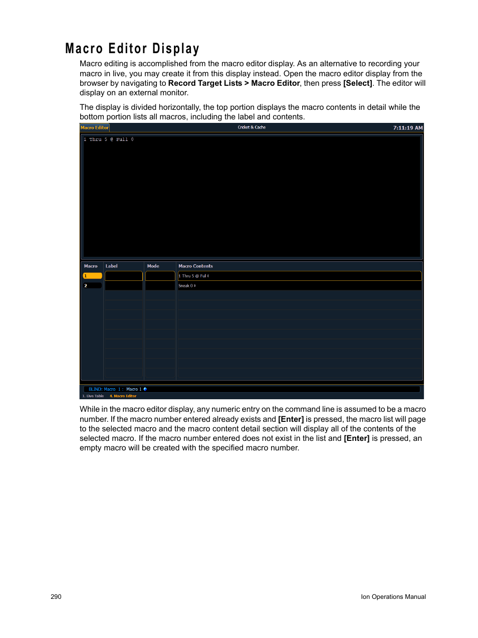 Macro editor display | ETC Ion User Manual | Page 306 / 440