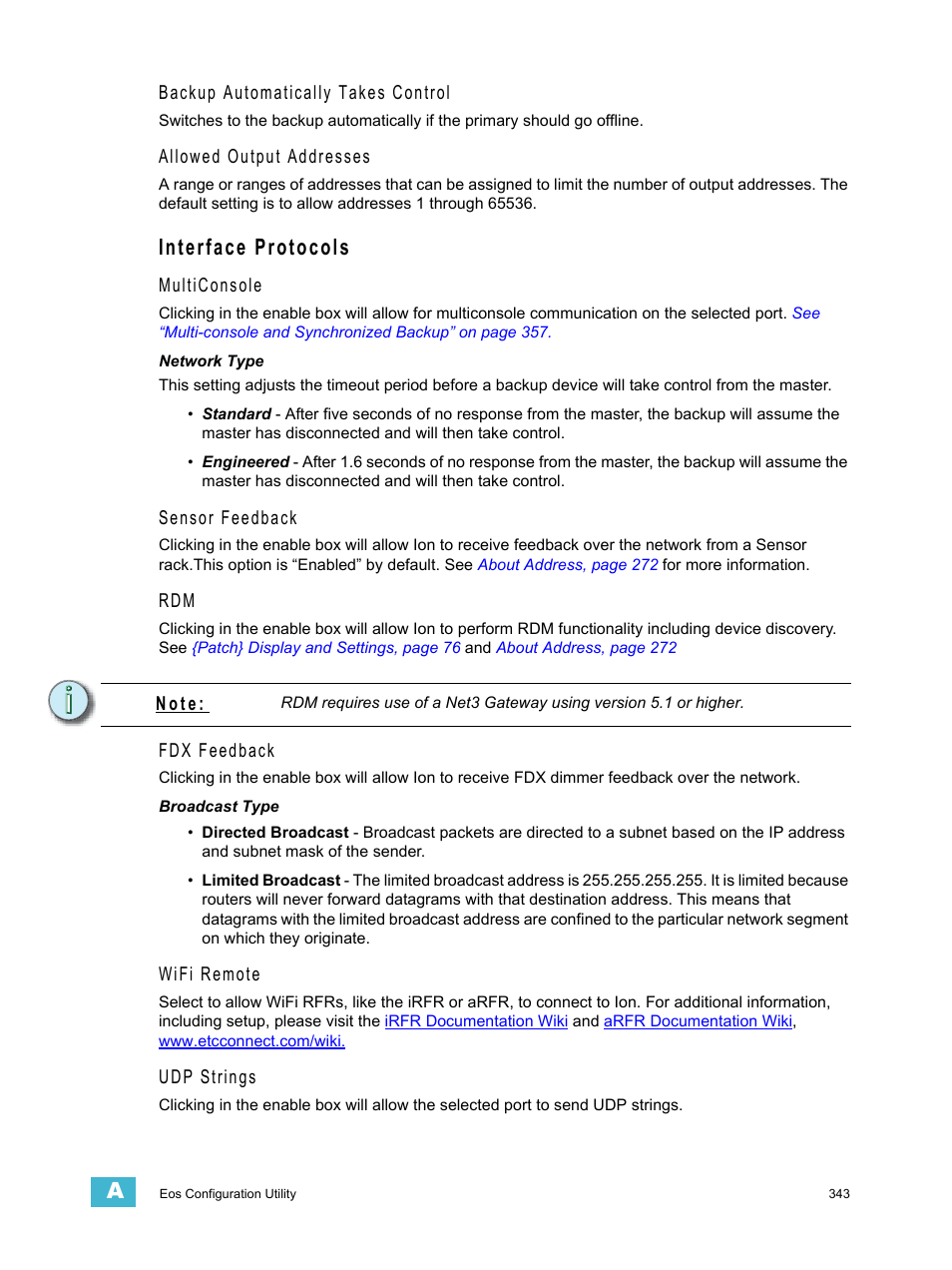 Interface protocols | ETC Ion User Manual | Page 359 / 440