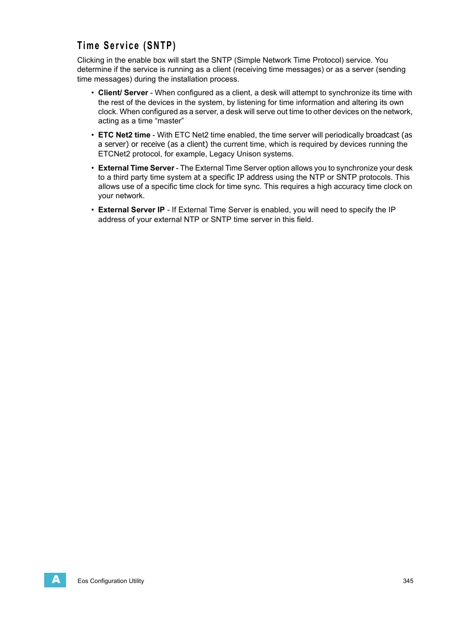 Time service (sntp) | ETC Ion User Manual | Page 361 / 440