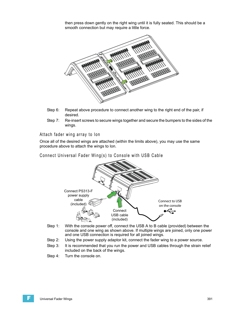 Attach fader wing array to ion | ETC Ion User Manual | Page 407 / 440