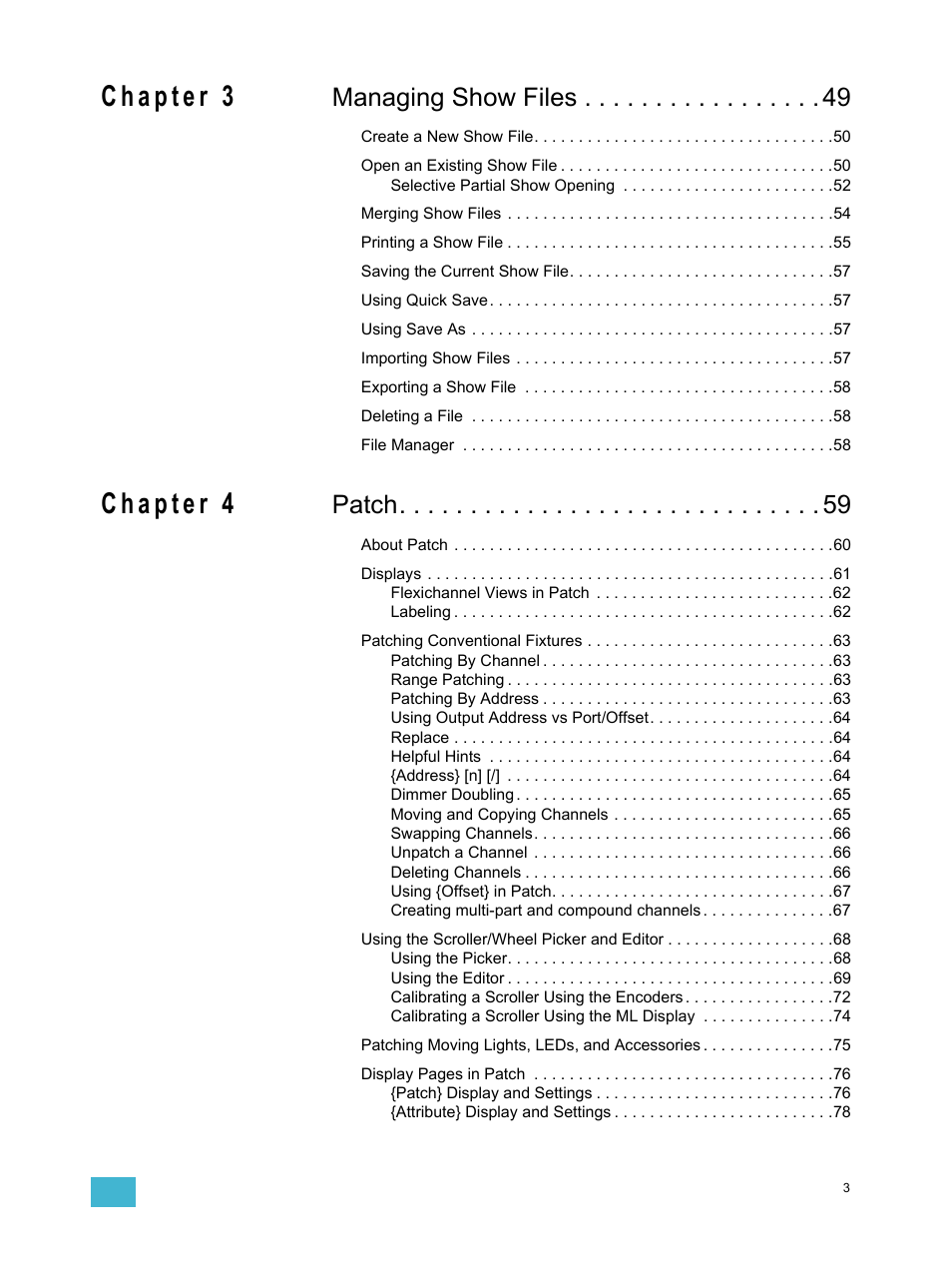 Managing show files, Patch | ETC Ion User Manual | Page 5 / 440