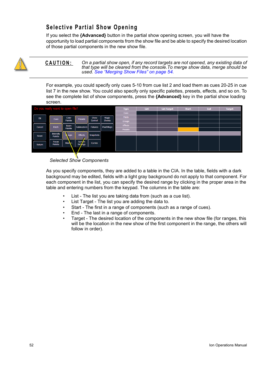 Selective partial show opening | ETC Ion User Manual | Page 68 / 440