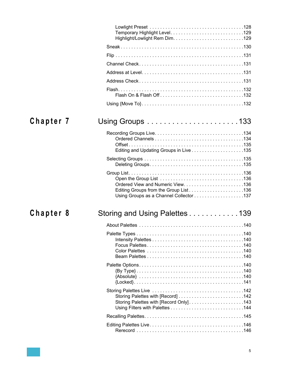 Using groups, Storing and using palettes | ETC Ion User Manual | Page 7 / 440