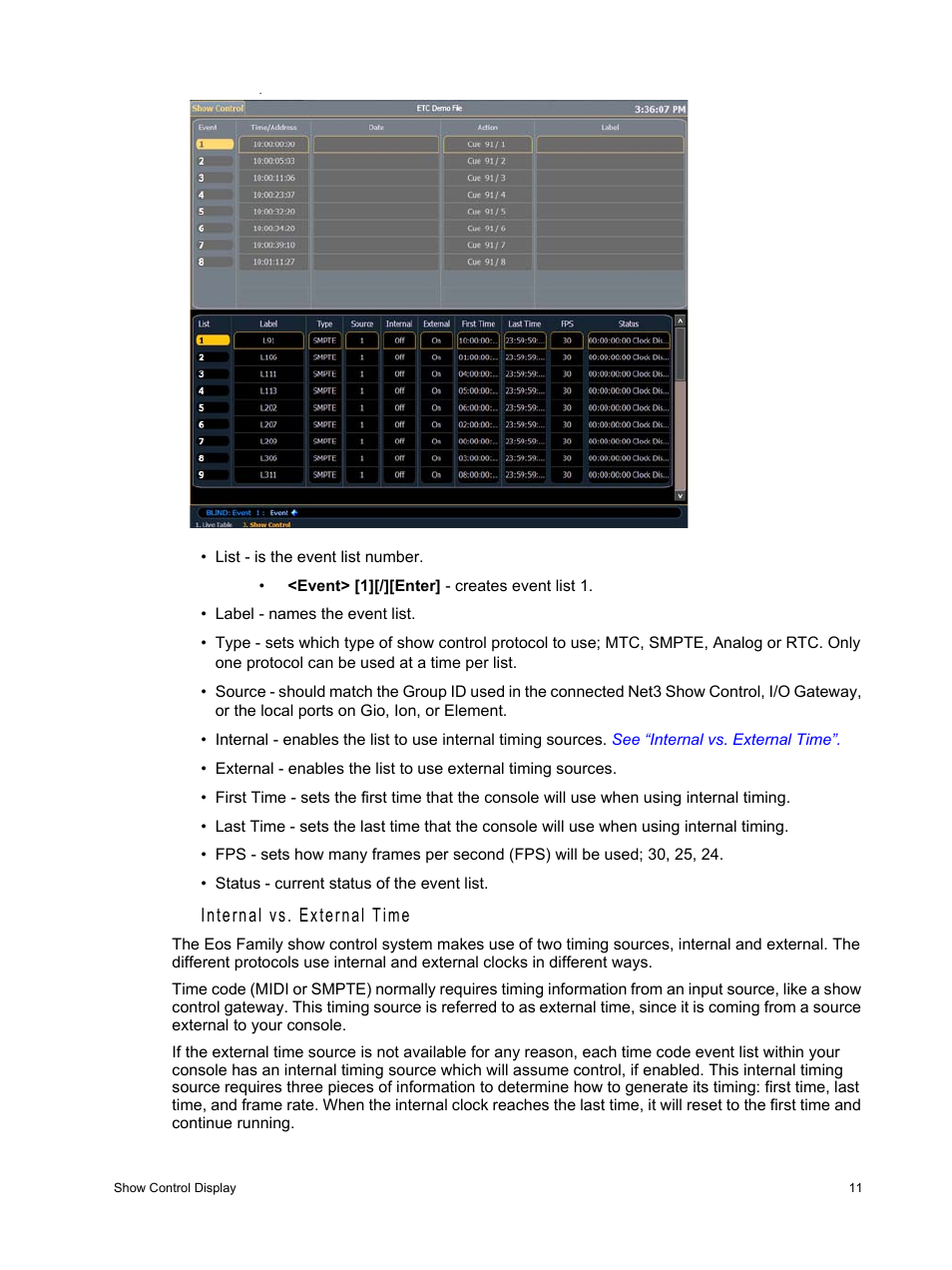 Internal vs. external time | ETC Eos Family Show Control User Manual | Page 13 / 32