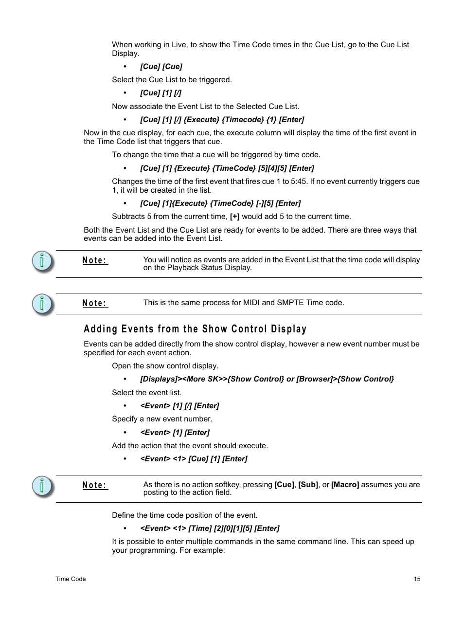 Adding events from the show control display, N o t e | ETC Eos Family Show Control User Manual | Page 17 / 32