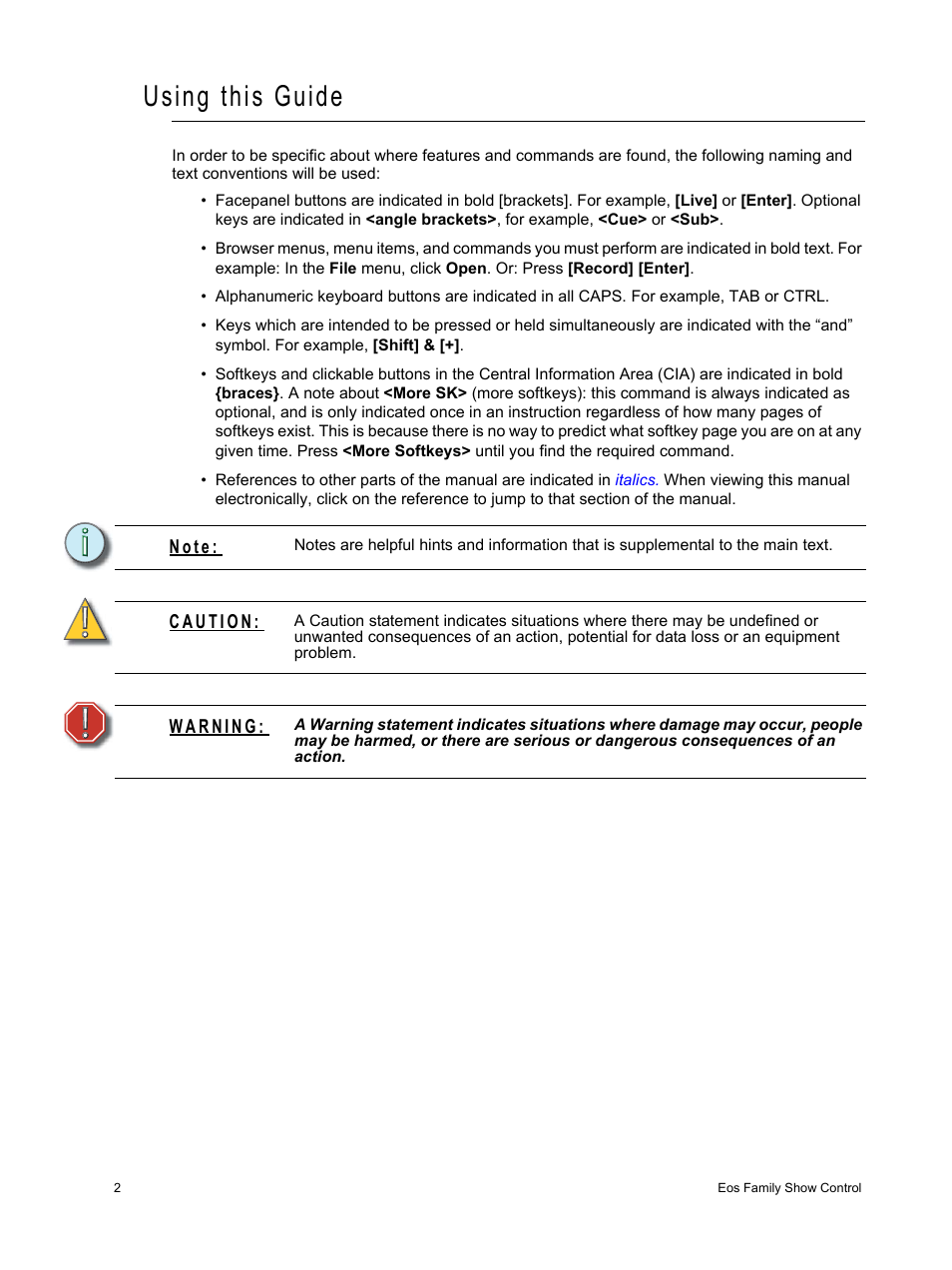 Using this guide | ETC Eos Family Show Control User Manual | Page 4 / 32