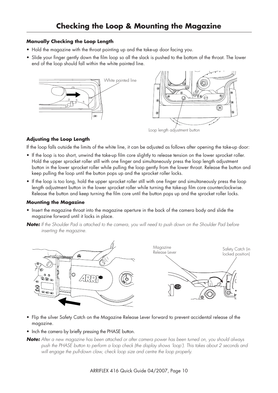 Checking the loop & mounting the magazine | ARRI ARRIFLEX 416 User Manual | Page 10 / 20