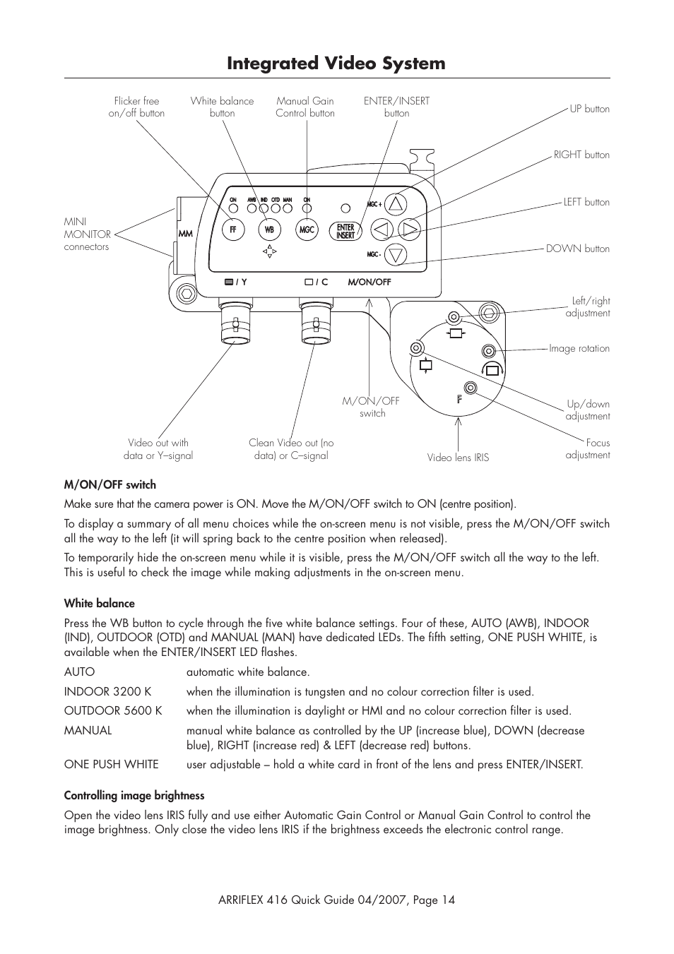 Integrated video system | ARRI ARRIFLEX 416 User Manual | Page 14 / 20