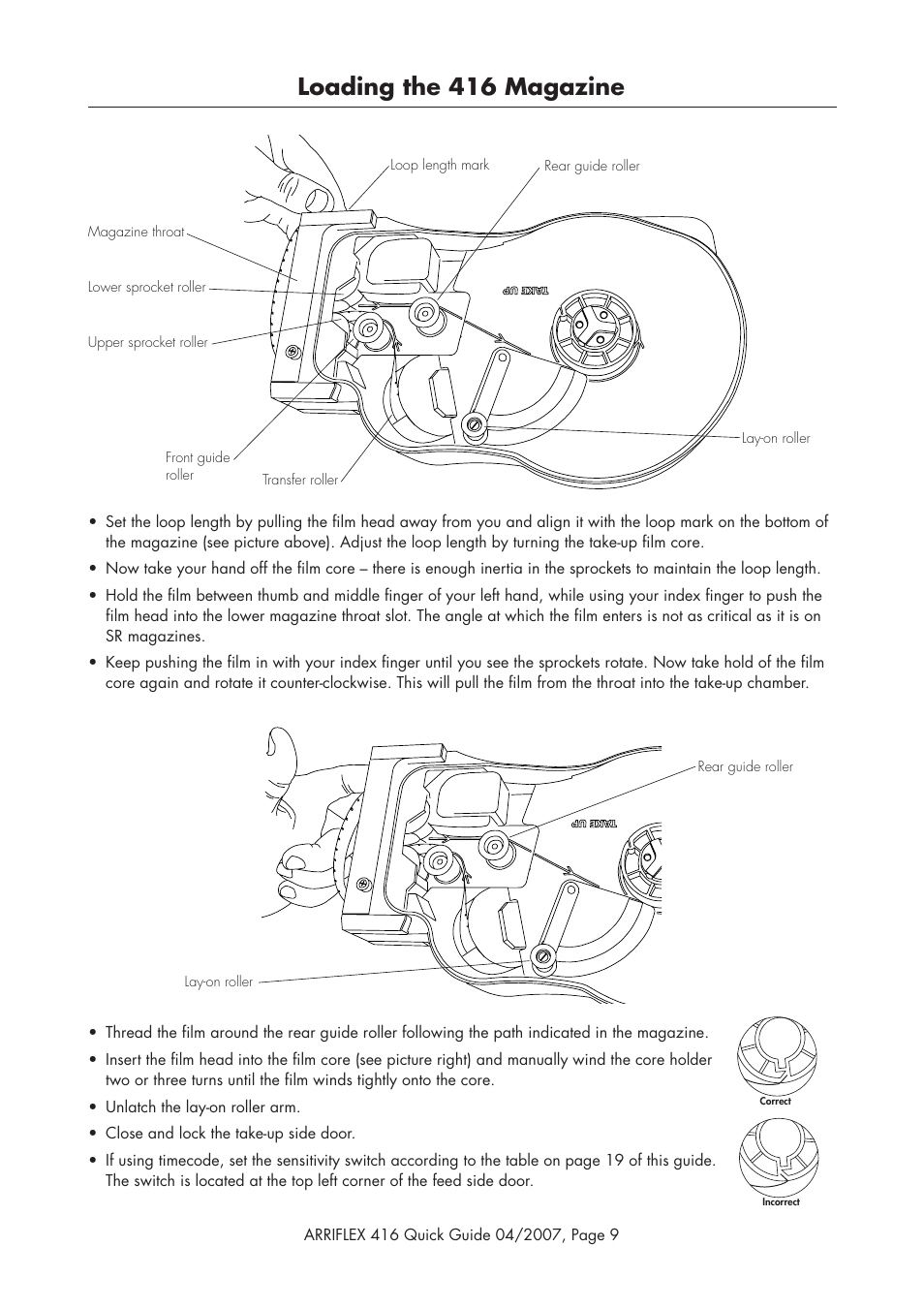 Loading the 416 magazine | ARRI ARRIFLEX 416 User Manual | Page 9 / 20